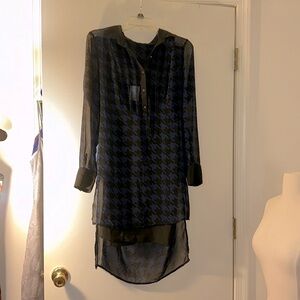 Sheer houndstooth with slip dress underneath